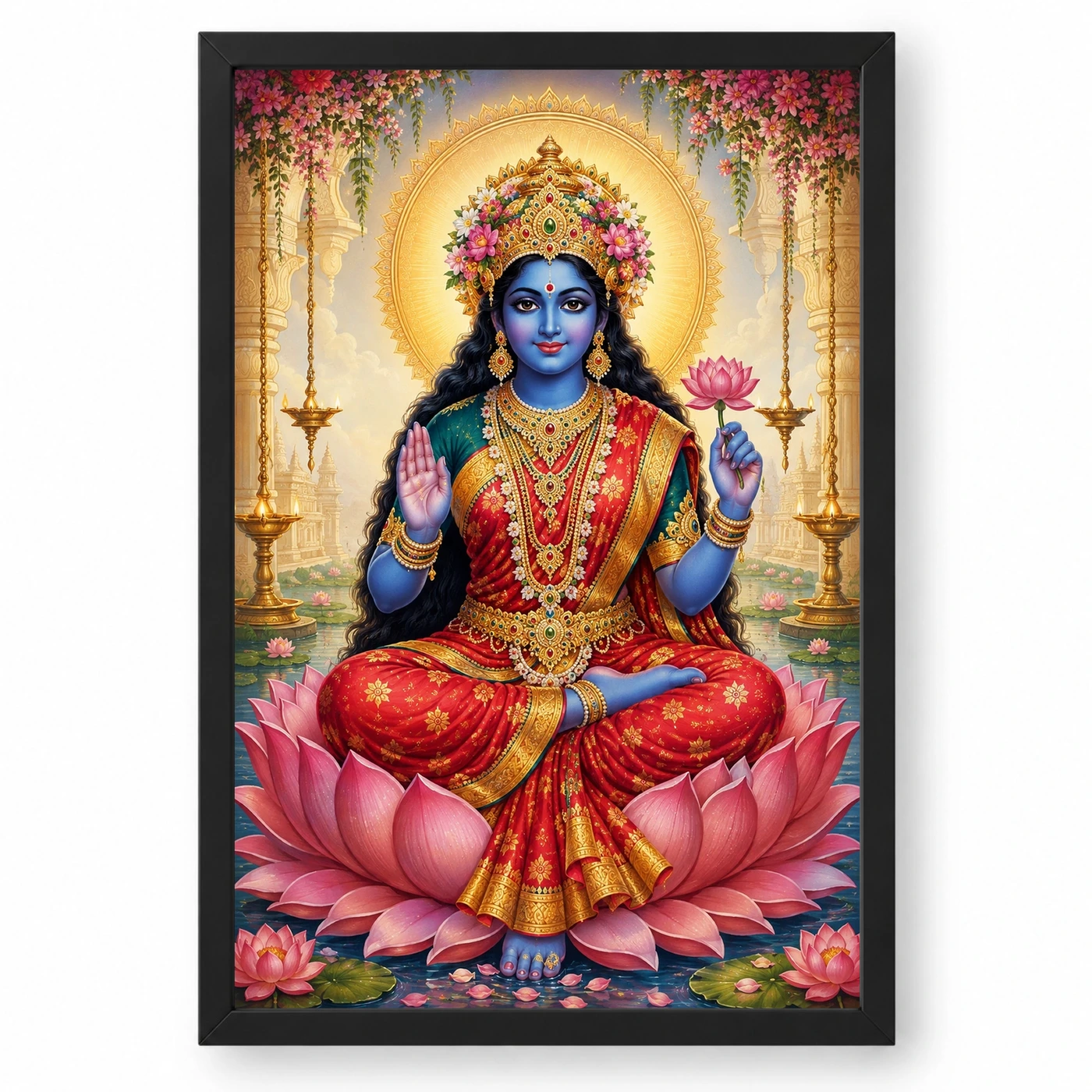 Kali Maa Traditional Indian Miniature-Inspired Devotional Art Photo Frame 1 Kali Maa Traditional Indian Miniature-Inspired Devotional Art Photo Frame — black frame clean