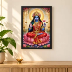 Kali Maa Traditional Indian Miniature-Inspired Devotional Art Photo Frame 11 Kali Maa Traditional Indian Miniature-Inspired Devotional Art Photo Frame — black frame pooja shelf