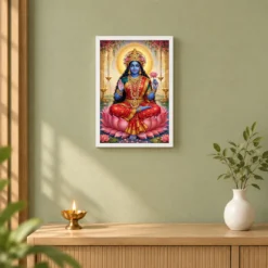 Kali Maa Traditional Indian Miniature-Inspired Devotional Art Photo Frame 14 Kali Maa Traditional Indian Miniature-Inspired Devotional Art Photo Frame — white frame distant wall