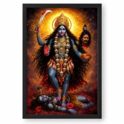 Kali Maa Cosmic Celestial Aura Photo Frame — black frame clean