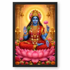 Kali Maa Peaceful Home Mandir Composition Photo Frame — black frame clean