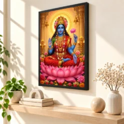 Kali Maa Peaceful Home Mandir Composition Photo Frame — black frame console