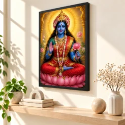 Kali Maa Vivid Premium Spiritual Poster Art Photo Frame — black frame console