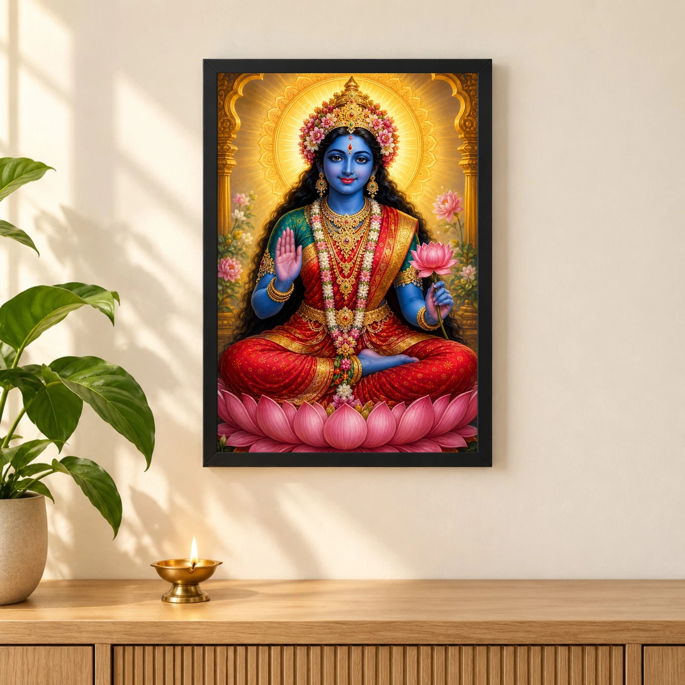 Kali Maa Vivid Premium Spiritual Poster Art Photo Frame 3 Kali Maa Vivid Premium Spiritual Poster Art Photo Frame — black frame pooja shelf