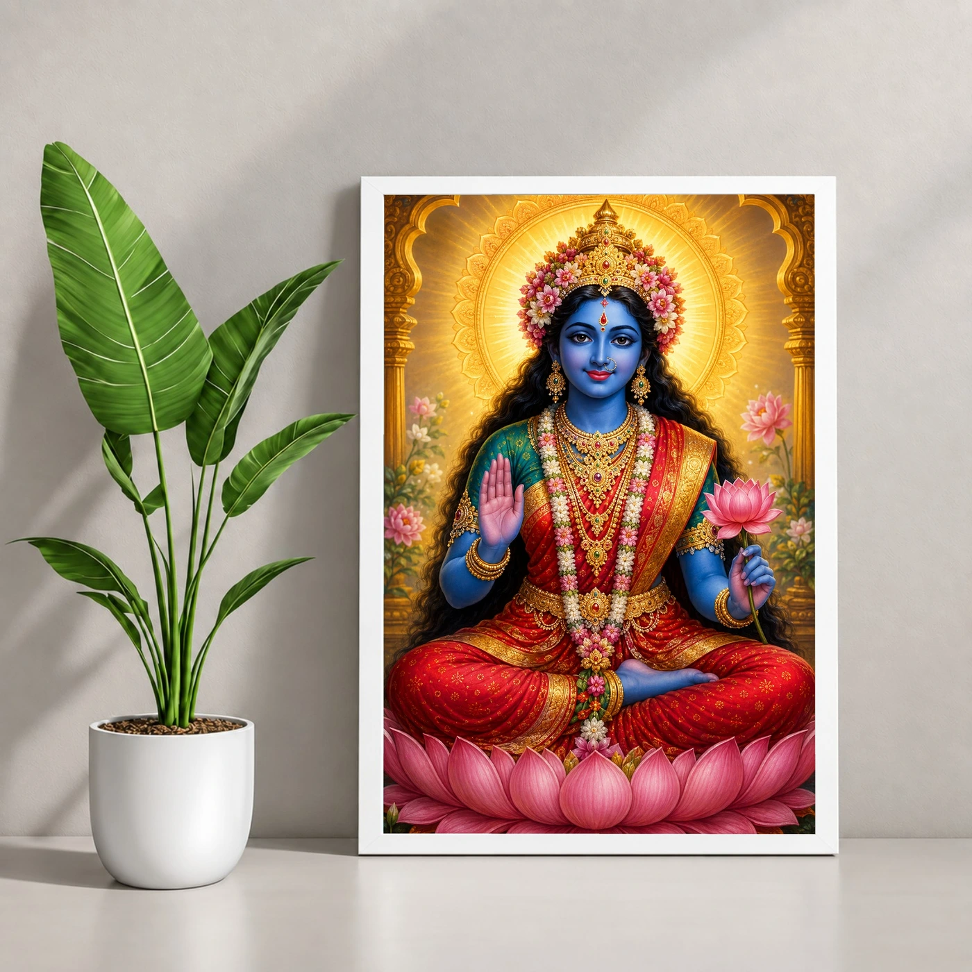 Kali Maa Vivid Premium Spiritual Poster Art Photo Frame 4 Kali Maa Vivid Premium Spiritual Poster Art Photo Frame — white frame console