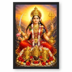 Vaishno Devi Serene Sunrise Blessing Photo Frame — black frame clean