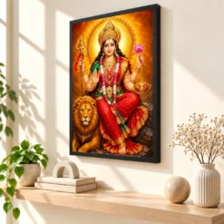 Vaishno Devi Royal Jewel-Toned Portrait Photo Frame — black frame console