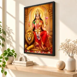 Vaishno Devi Heritage Temple Architecture Backdrop Photo Frame — black frame console