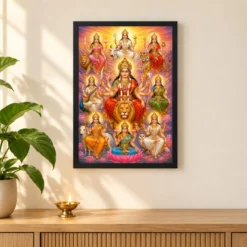 Navdurga Serene Sunrise Blessing Photo Frame — black frame pooja shelf