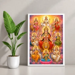 Navdurga Serene Sunrise Blessing Photo Frame — white frame console