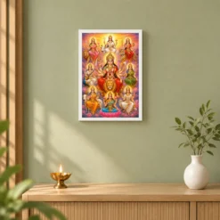 Navdurga Serene Sunrise Blessing Photo Frame — white frame distant wall