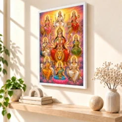 Navdurga Serene Sunrise Blessing Photo Frame — white frame warm console