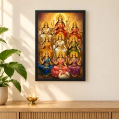 Navdurga Royal Jewel-Toned Portrait Photo Frame — black frame pooja shelf