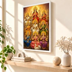 Navdurga Royal Jewel-Toned Portrait Photo Frame — white frame warm console