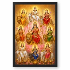 Navdurga Lotus And Diya Radiance Photo Frame — black frame clean