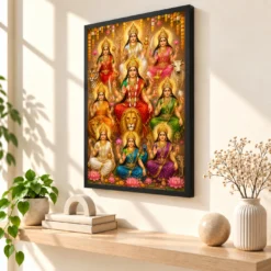 Navdurga Grand Festival Flower Decoration Photo Frame — black frame console