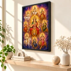 Navdurga Cosmic Celestial Aura Photo Frame — black frame console