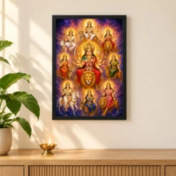 Navdurga Cosmic Celestial Aura Photo Frame 11 Navdurga Cosmic Celestial Aura Photo Frame — black frame pooja shelf