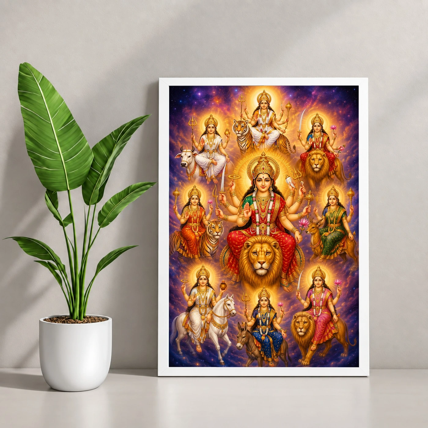 Navdurga Cosmic Celestial Aura Photo Frame 4 Navdurga Cosmic Celestial Aura Photo Frame — white frame console
