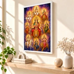 Navdurga Cosmic Celestial Aura Photo Frame 15 Navdurga Cosmic Celestial Aura Photo Frame — white frame warm console