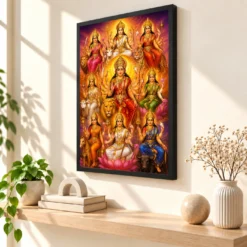 Navdurga Vivid Premium Spiritual Poster Art Photo Frame — black frame console