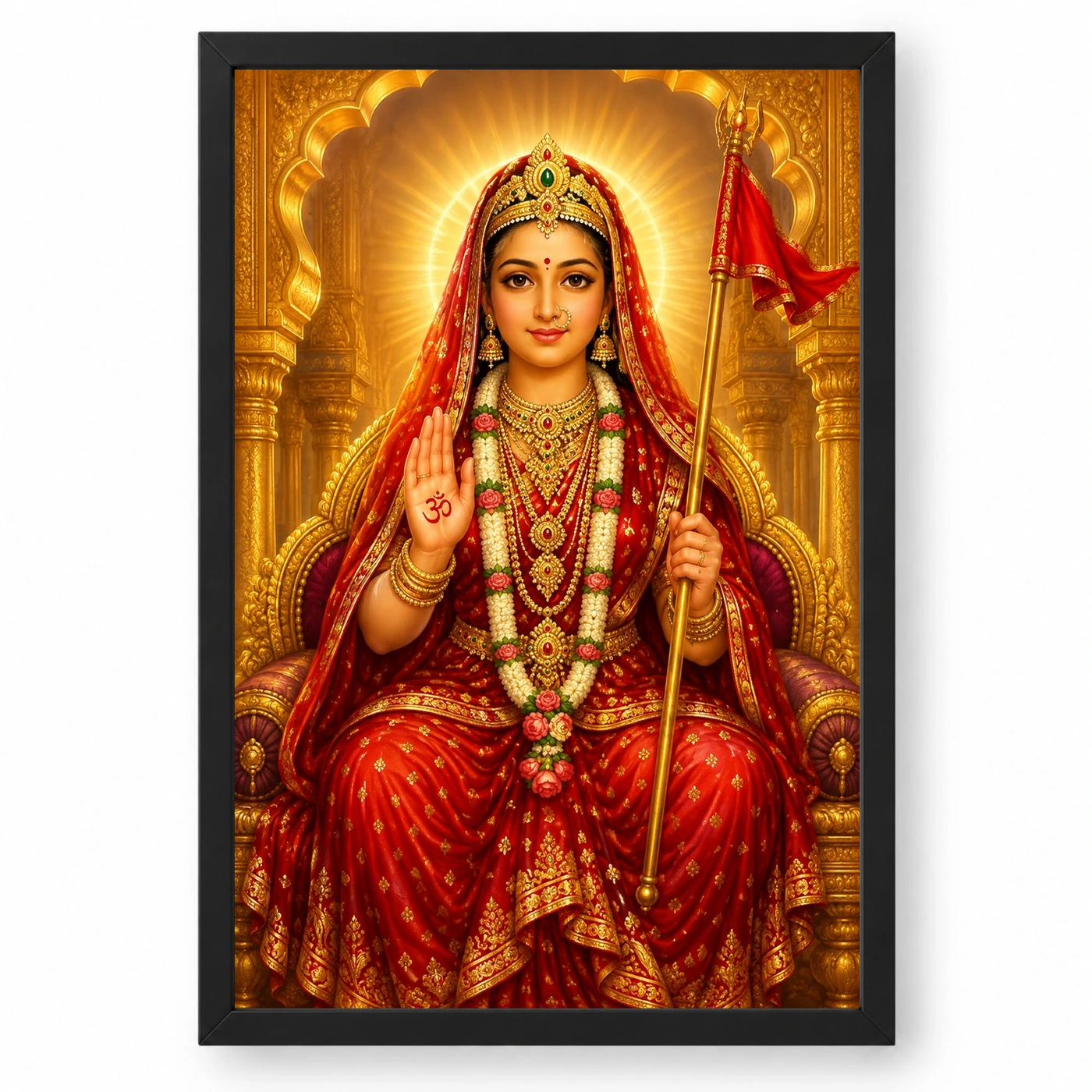 Rani Sati Dadi Ornate Golden Temple Darshan Photo Frame 1 Rani Sati Dadi Ornate Golden Temple Darshan Photo Frame — black frame clean