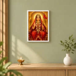 Rani Sati Dadi Ornate Golden Temple Darshan Photo Frame 14 Rani Sati Dadi Ornate Golden Temple Darshan Photo Frame — white frame distant wall