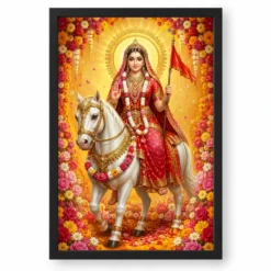 Rani Sati Dadi Grand Festival Flower Decoration Photo Frame — black frame clean