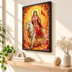 Rani Sati Dadi Grand Festival Flower Decoration Photo Frame — black frame console