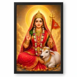 Rani Sati Dadi Cosmic Celestial Aura Photo Frame — black frame clean