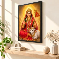 Rani Sati Dadi Cosmic Celestial Aura Photo Frame — black frame console