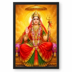 Rani Sati Dadi Peaceful Home Mandir Composition Photo Frame — black frame clean