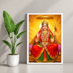 Rani Sati Dadi Peaceful Home Mandir Composition Photo Frame — white frame console