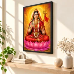 Rani Sati Dadi Vivid Premium Spiritual Poster Art Photo Frame — black frame console