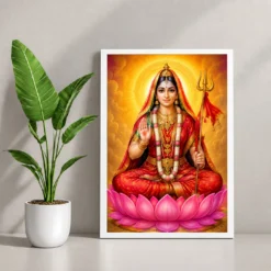 Rani Sati Dadi Vivid Premium Spiritual Poster Art Photo Frame — white frame console