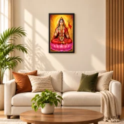 Rani Sati Dadi Vivid Premium Spiritual Poster Art Photo Frame — black frame sofa