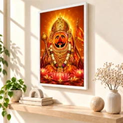 Salasar Balaji Lotus And Diya Radiance Photo Frame 15 Salasar Balaji Lotus And Diya Radiance Photo Frame — white frame warm console