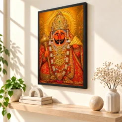 Salasar Balaji Traditional Indian Miniature-Inspired Devotional Art Photo Frame — black frame console