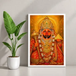 Salasar Balaji Traditional Indian Miniature-Inspired Devotional Art Photo Frame 12 Salasar Balaji Traditional Indian Miniature-Inspired Devotional Art Photo Frame — white frame console