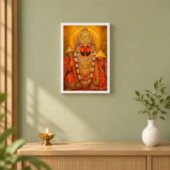 Salasar Balaji Traditional Indian Miniature-Inspired Devotional Art Photo Frame 14 Salasar Balaji Traditional Indian Miniature-Inspired Devotional Art Photo Frame — white frame distant wall