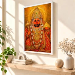 Salasar Balaji Traditional Indian Miniature-Inspired Devotional Art Photo Frame 15 Salasar Balaji Traditional Indian Miniature-Inspired Devotional Art Photo Frame — white frame warm console