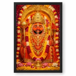 Salasar Balaji Grand Festival Flower Decoration Photo Frame — black frame clean
