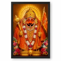 Salasar Balaji Peaceful Home Mandir Composition Photo Frame — black frame clean