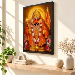 Salasar Balaji Peaceful Home Mandir Composition Photo Frame — black frame console