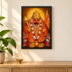 Salasar Balaji Peaceful Home Mandir Composition Photo Frame — black frame pooja shelf