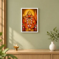 Salasar Balaji Peaceful Home Mandir Composition Photo Frame — white frame distant wall