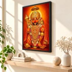 Salasar Balaji Vivid Premium Spiritual Poster Art Photo Frame — black frame console