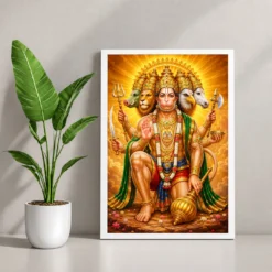 Panchmukhi Hanuman Peaceful Home Mandir Composition Photo Frame 12 Panchmukhi Hanuman Peaceful Home Mandir Composition Photo Frame — white frame console
