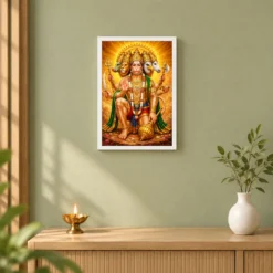 Panchmukhi Hanuman Peaceful Home Mandir Composition Photo Frame 14 Panchmukhi Hanuman Peaceful Home Mandir Composition Photo Frame — white frame distant wall