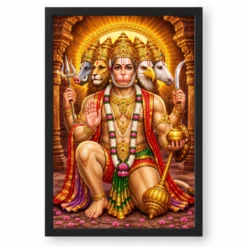 Panchmukhi Hanuman Heritage Temple Architecture Backdrop Photo Frame — black frame clean